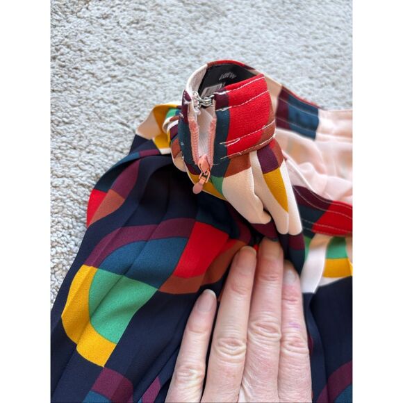 NWOT J Crew 365 Pleated midi skirt in art deco print, Sz 00, $295 - Picture 6 of 9